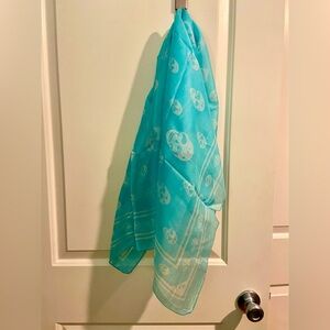 Raj Aqua Blue Skull Print Silk Scarf